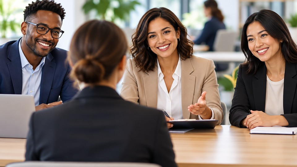Professionals meeting about commercial staffing needs