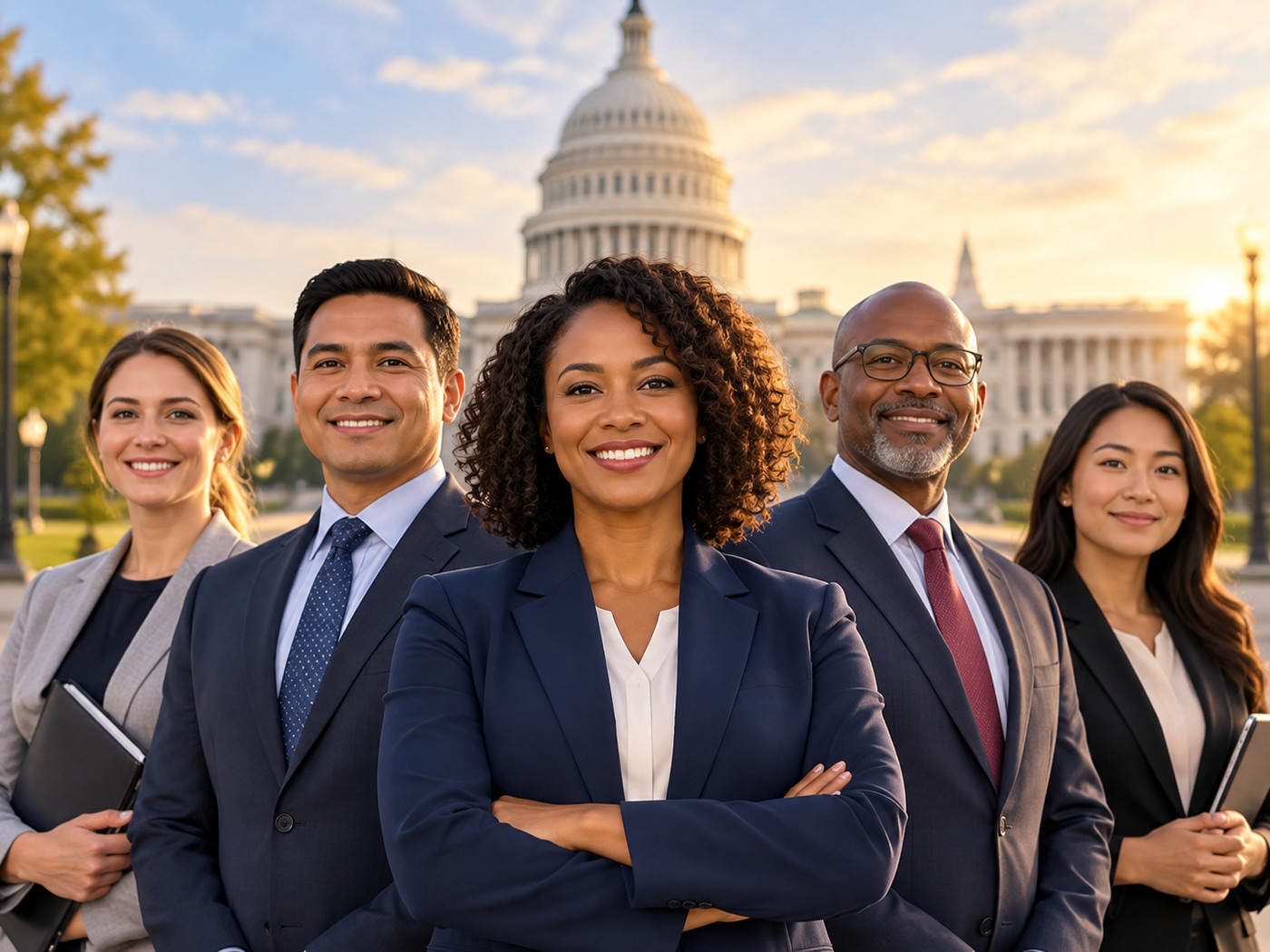 Professionals discussing government staffing requirements