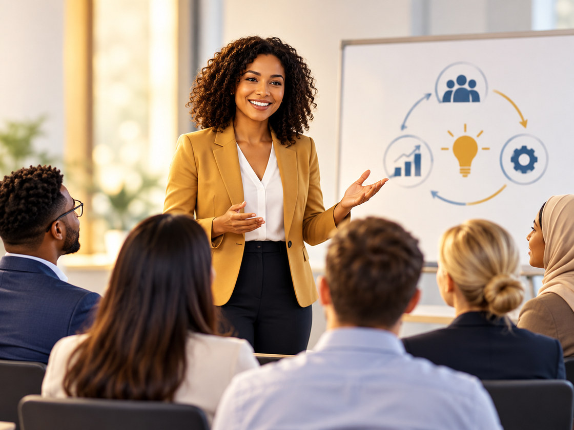 Facilitator leading an interactive workplace training workshop
